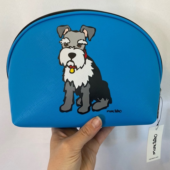 Marc Tetro Handbags - Marc Tetro Schnauzer Dog Blue Cosmetic Makeup Bag NWT